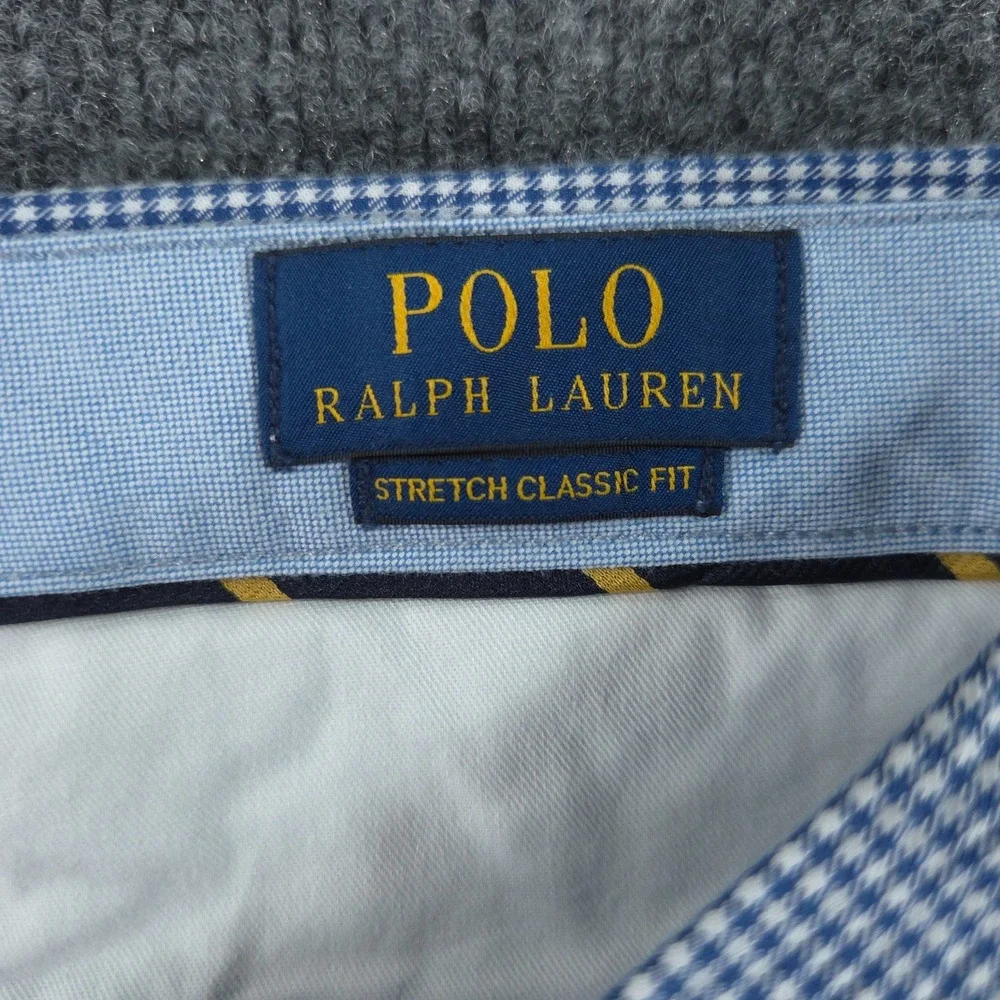 Polo Ralph Lauren Mens 29 (FIT 30) Blue White Gingham Stretch Classic Fit Shorts